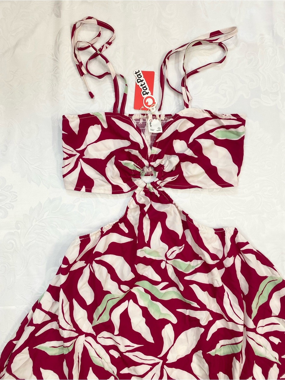 Women Flattering Pink and White Floral Maxi dress Backless Women Dresses, Size S - Picture 4 of 9